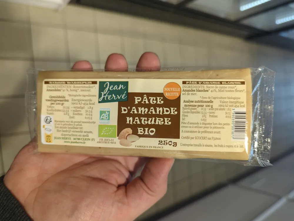 Pâte d'amande nature Bio
