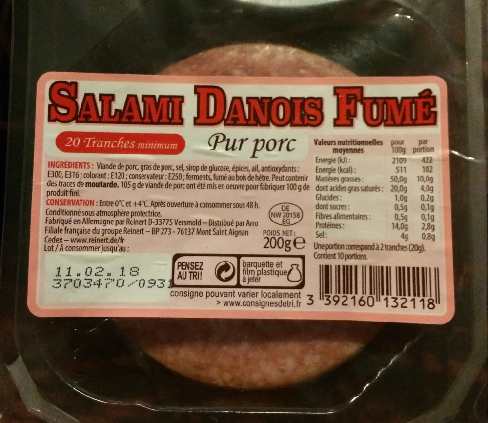 Salamis danois fumé