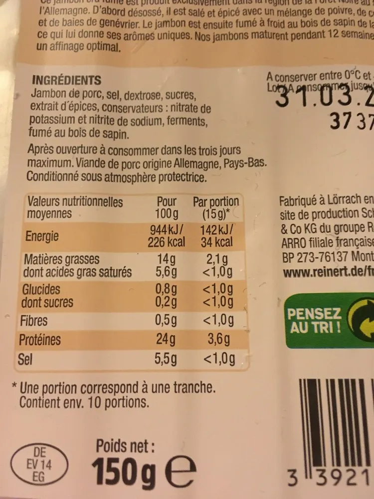 Jambon De La Forêt Noire.