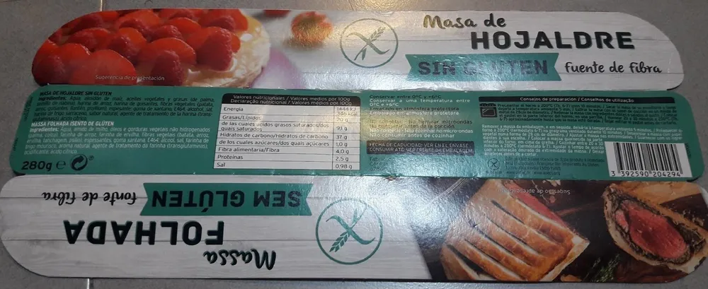 Masa de hojaldre sin gluten