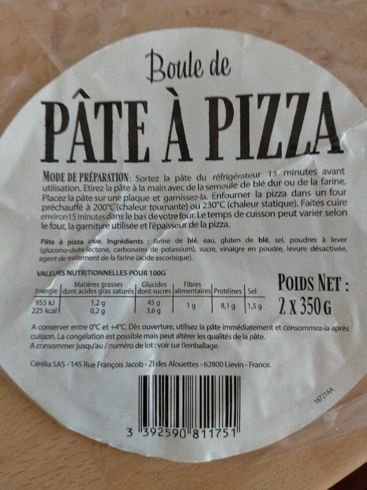 Boule pâte à pizza