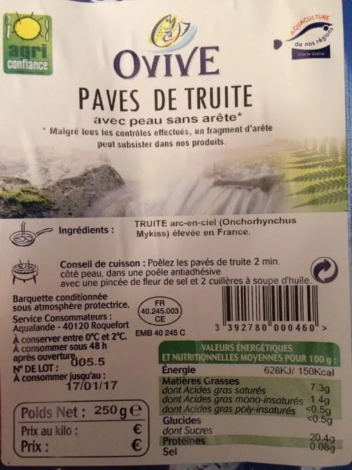 Pavés de truite