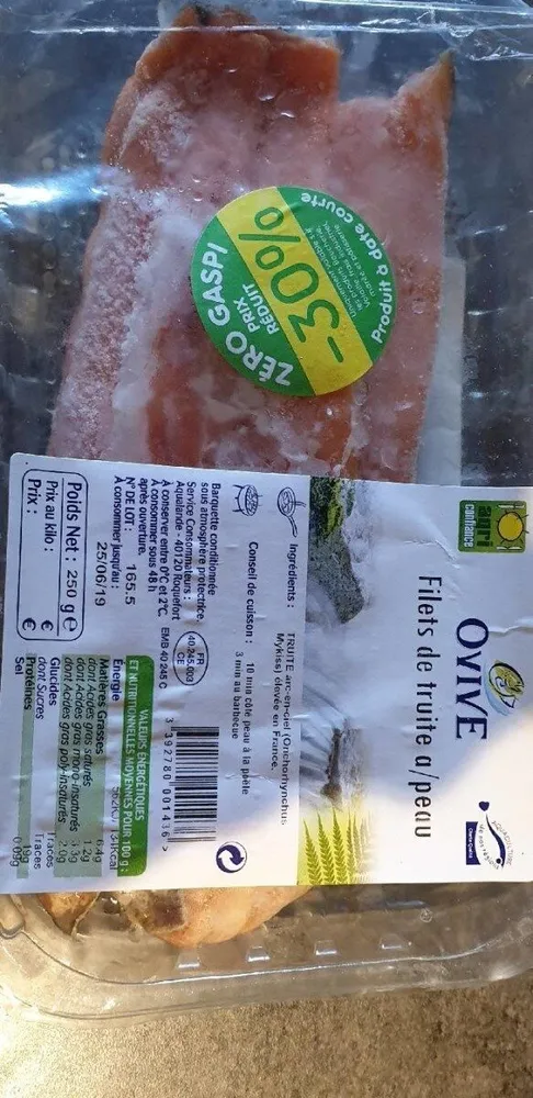 Filet de truite à peau