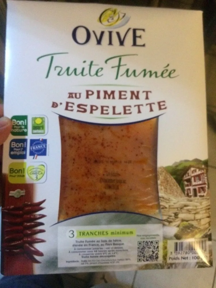 Ovive, Truite fumee au piment d'Espelette, la barquette de