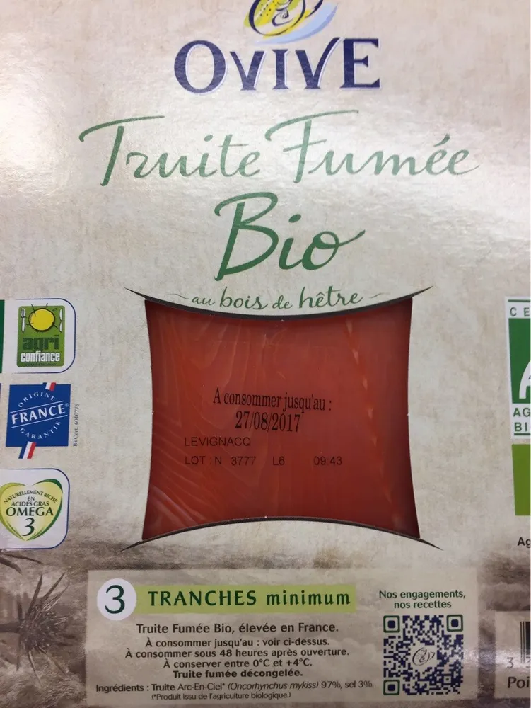 Truite fumée bio au bois de hêtre