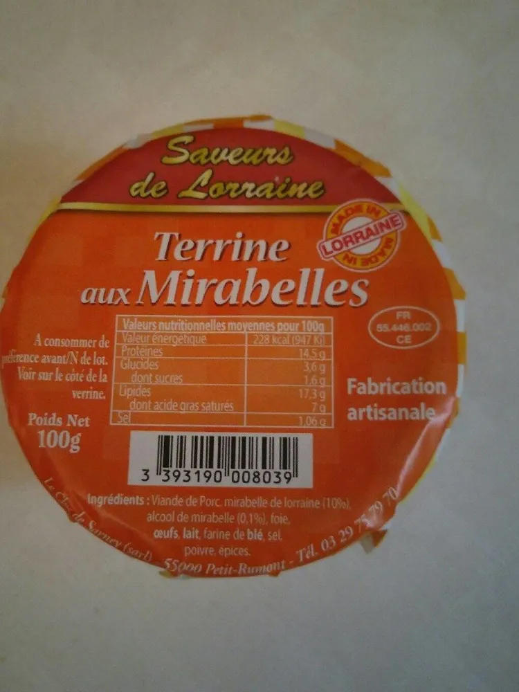 Terrines aux mirabelles