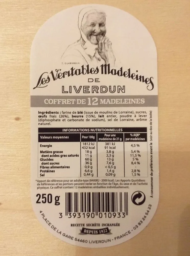 Véritables madeleine de Liverdun