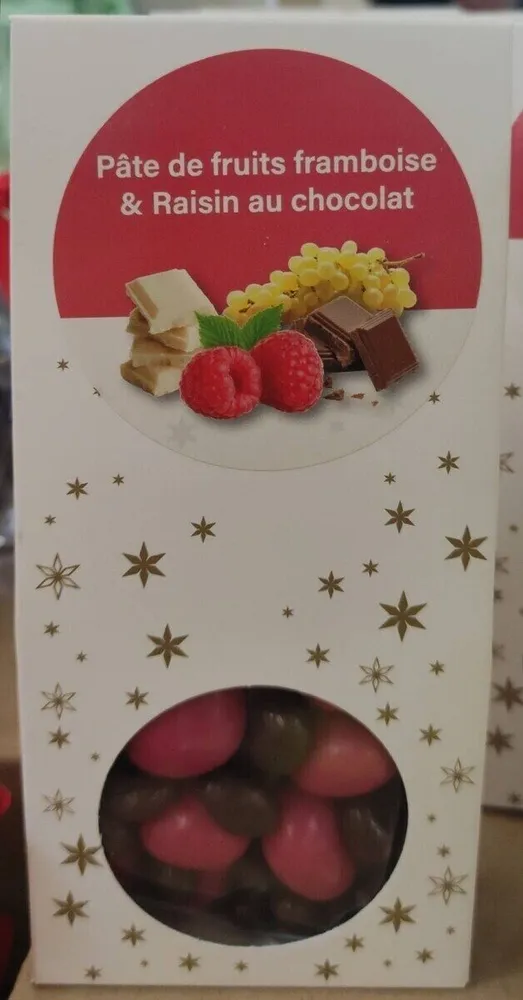 Pâte de fruits framboise & raisin au chocolat