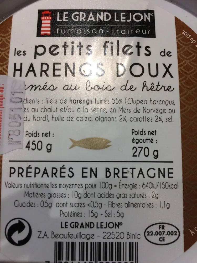Petits filets de harengs doux