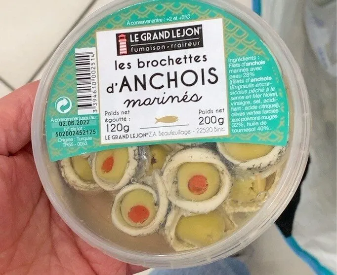 Brochettes d’anchois marinés