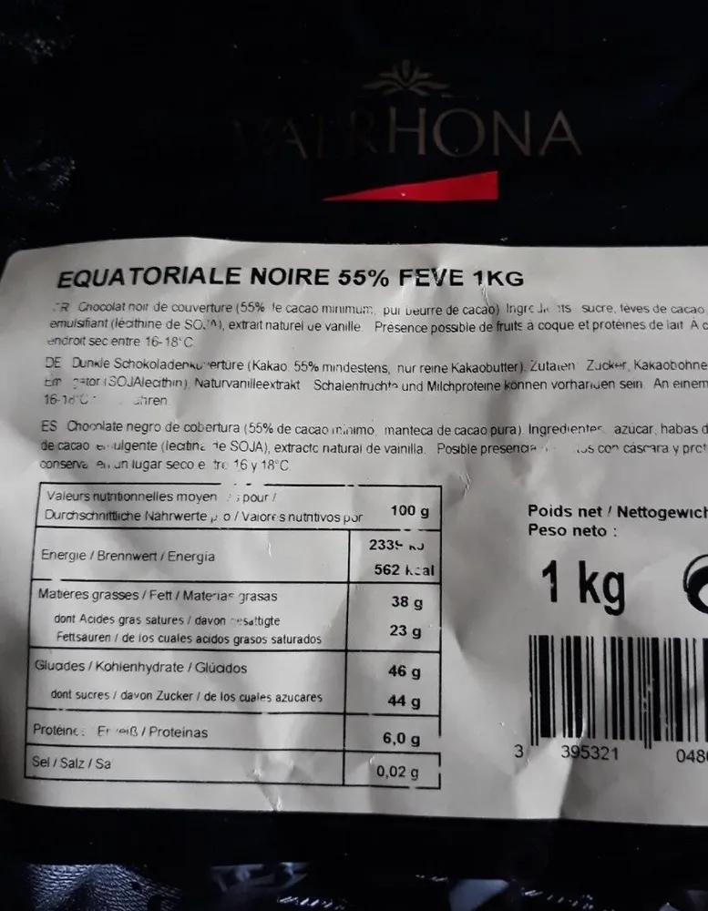 Fève équatoriale noir 55%