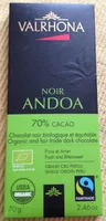 Tablette Andoa Noir 70% - Chocolat Noir Biologique Et équitable
