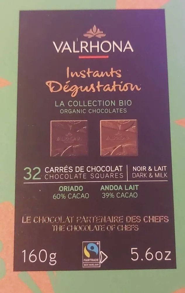 Instants dégustation 32 carrés de chocolat noir & lait