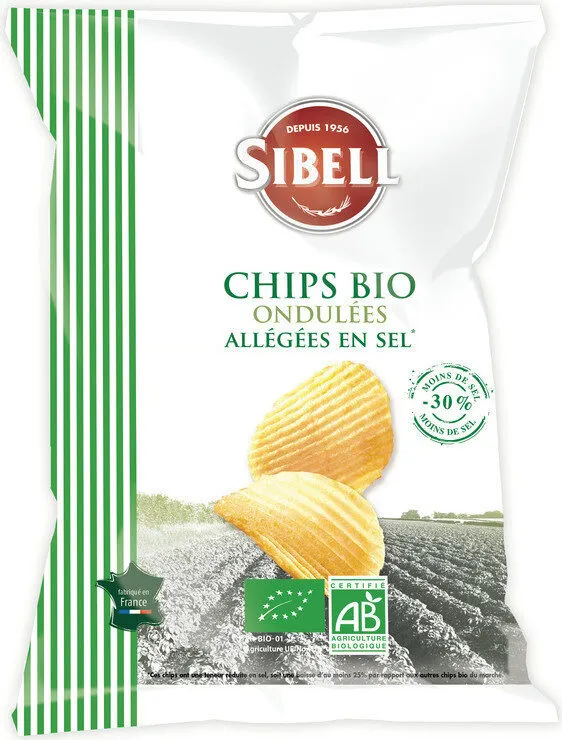 Chips bio ondulées allégées en sel