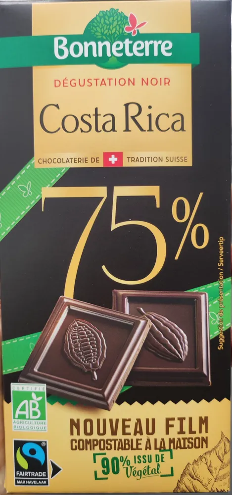 Chocolat Noir Costa Rica 75% De Cacao