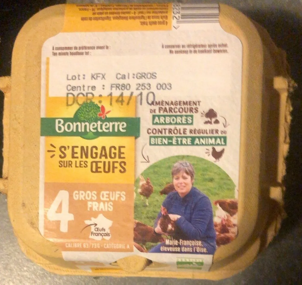 4 gros œufs frais