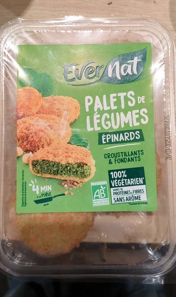 Palets de légumes épinards