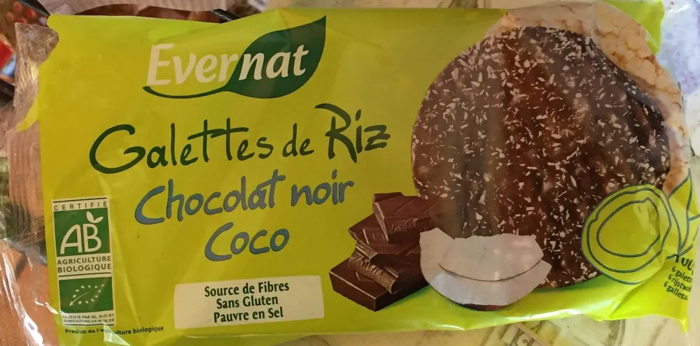 Galette de riz au Chocolat noir et  coco