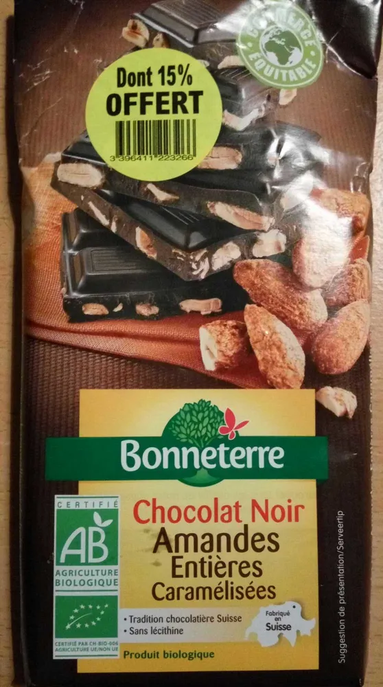 Chocolat Noir Amandes Entières Caramélisées