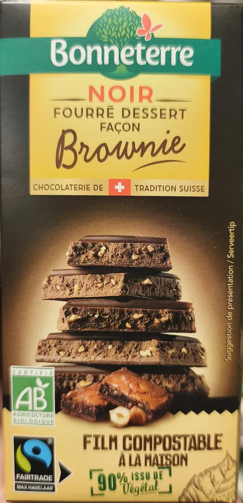 Chocolat noir fourré dessert façon Brownie