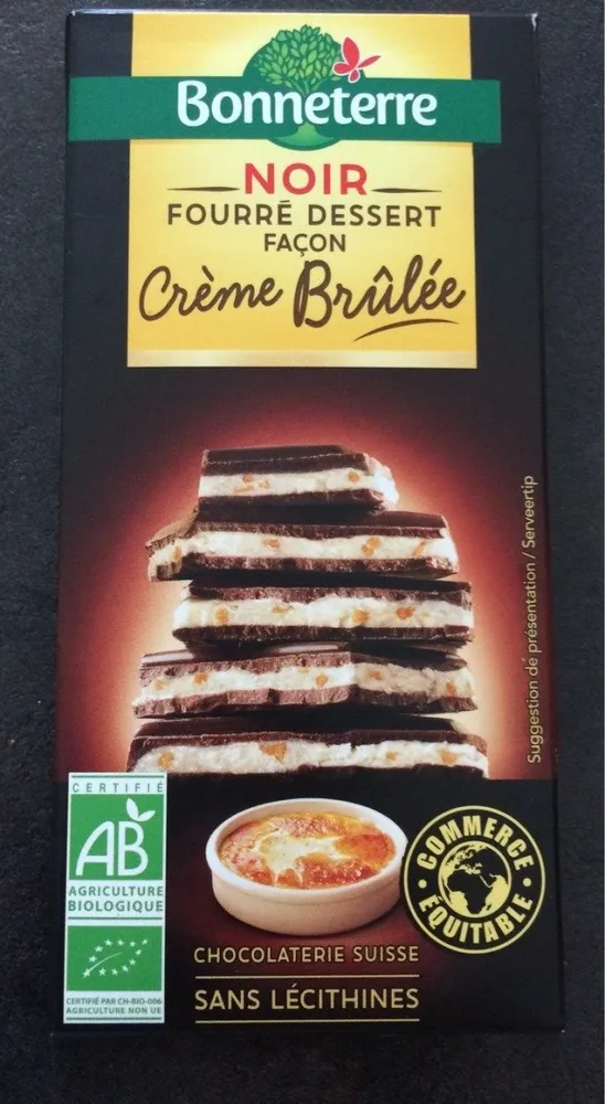 Chocolat noir fourré dessert façon crème brûlée