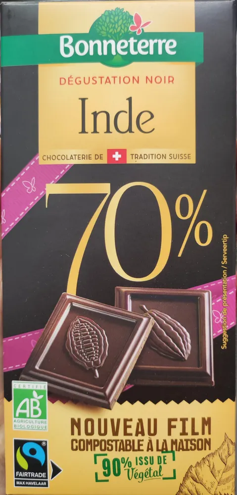 chocolat noir 70% Inde
