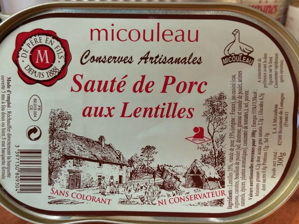 Sauté de porc aux lentilles