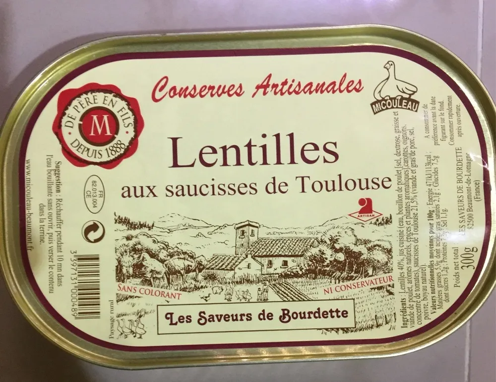 Lentille aux saucisses de toulouse