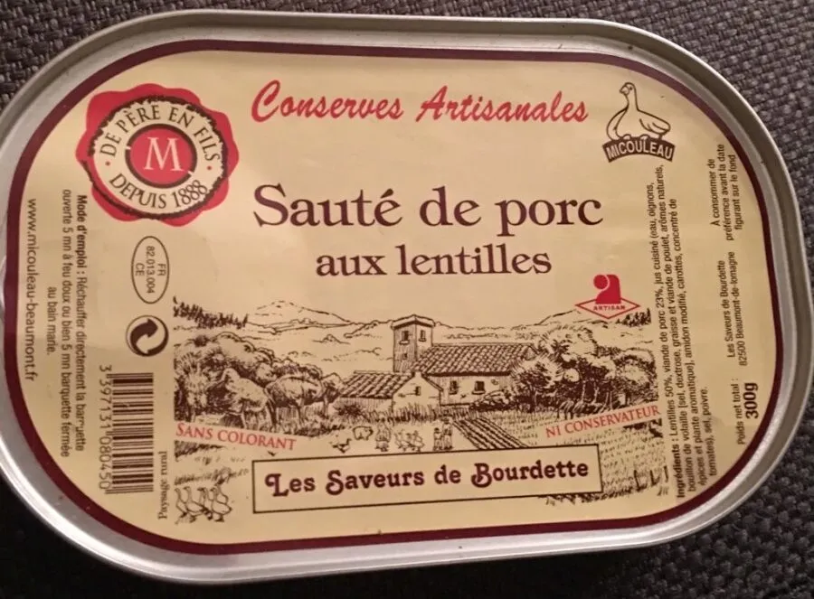 Sauté de porc au lentilles