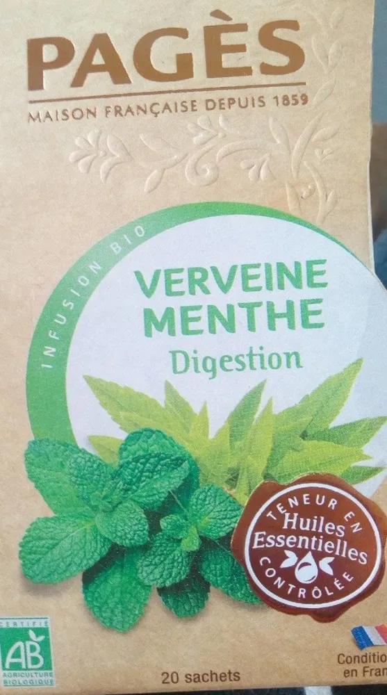 Infusion bio verveine menthe digestion