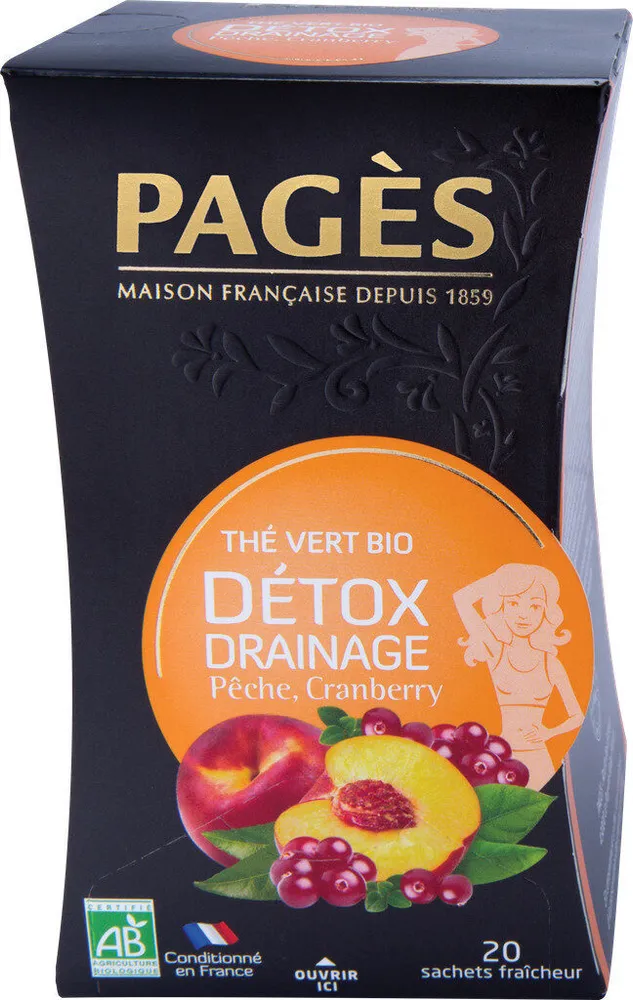 Thé vert bio Détox Drainage - pêche, cranberry