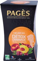 Thé vert bio Détox Drainage - pêche, cranberry