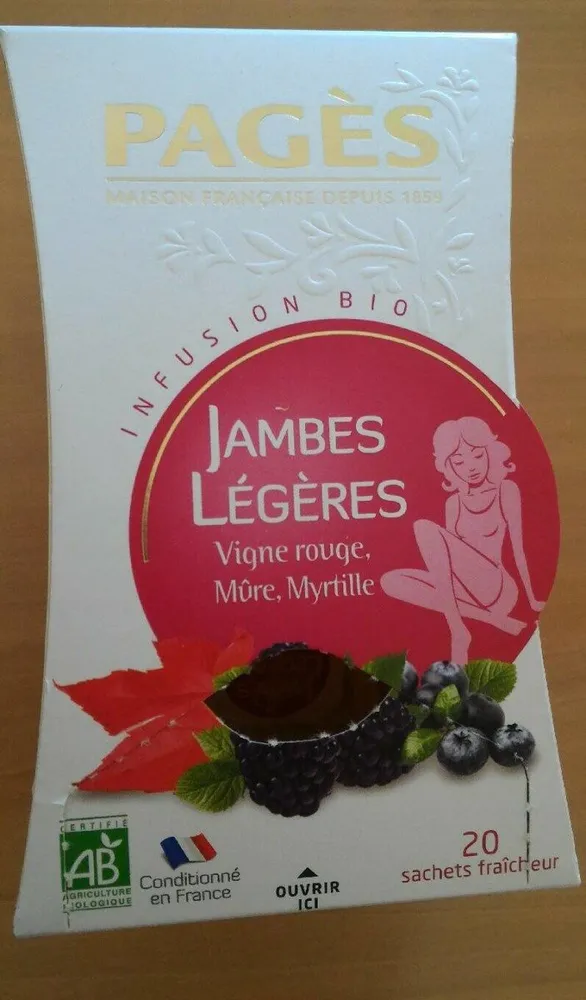 Infusion bio - Jambes légères (vignes rouges, mûres, myrtilles)