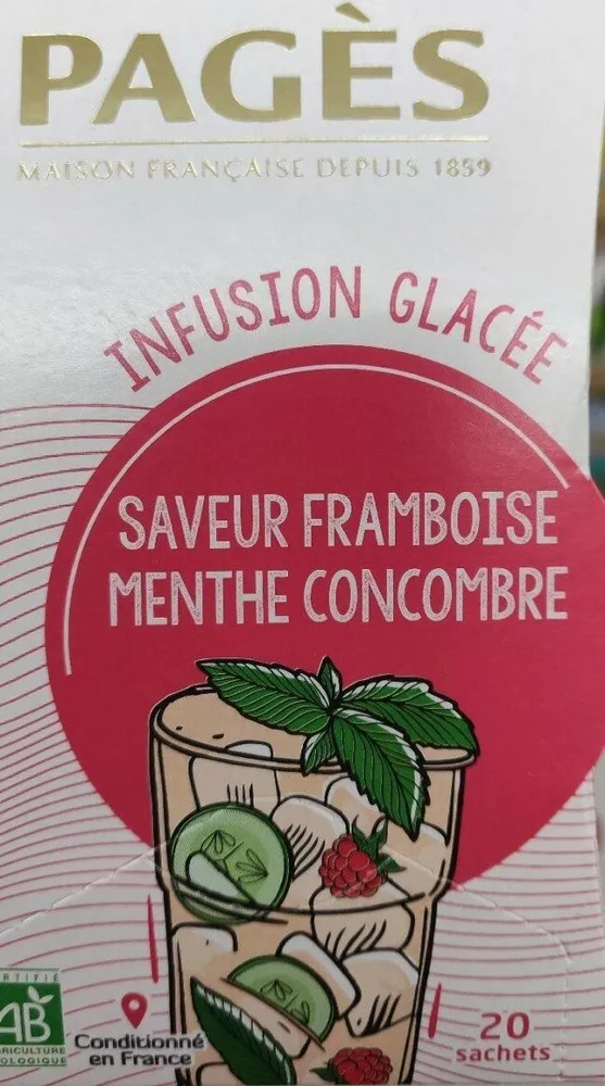 Infusion glacé Saveur framboise menthe concombre