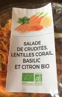 Salade de crudités lentilles corail basilic et citron bio