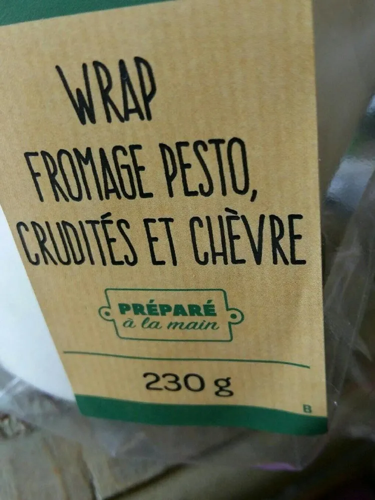Wrap fromage pesto crudités et chèvre