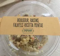 Boulgour, raisins, falafels ricotta menthe