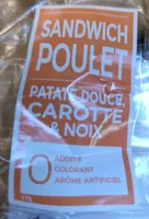 Sandwich poulet, patate douce, carotte & noix
