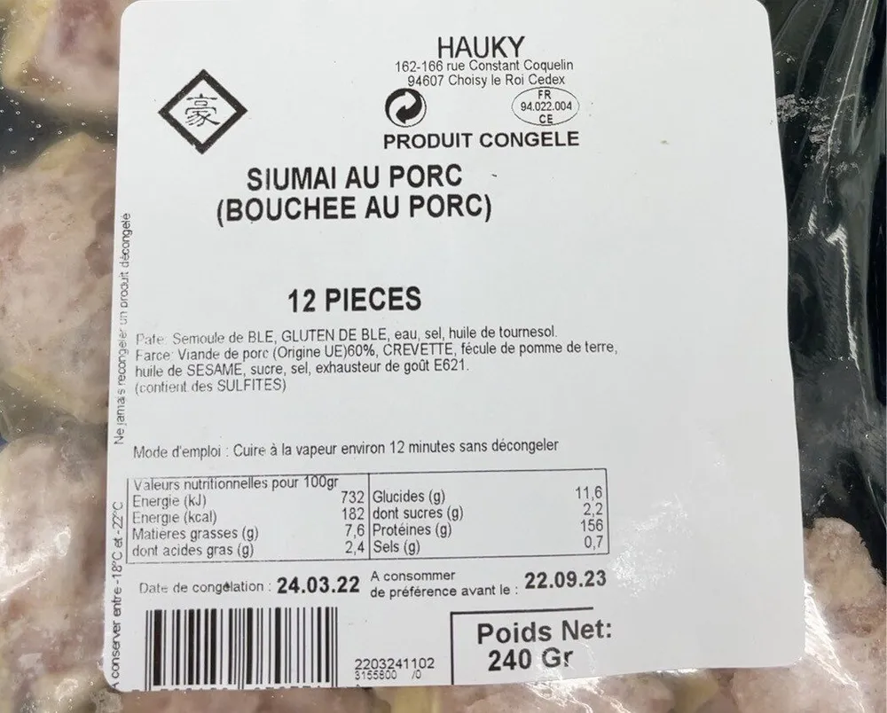 Siumai au porc (bouchée au porc)