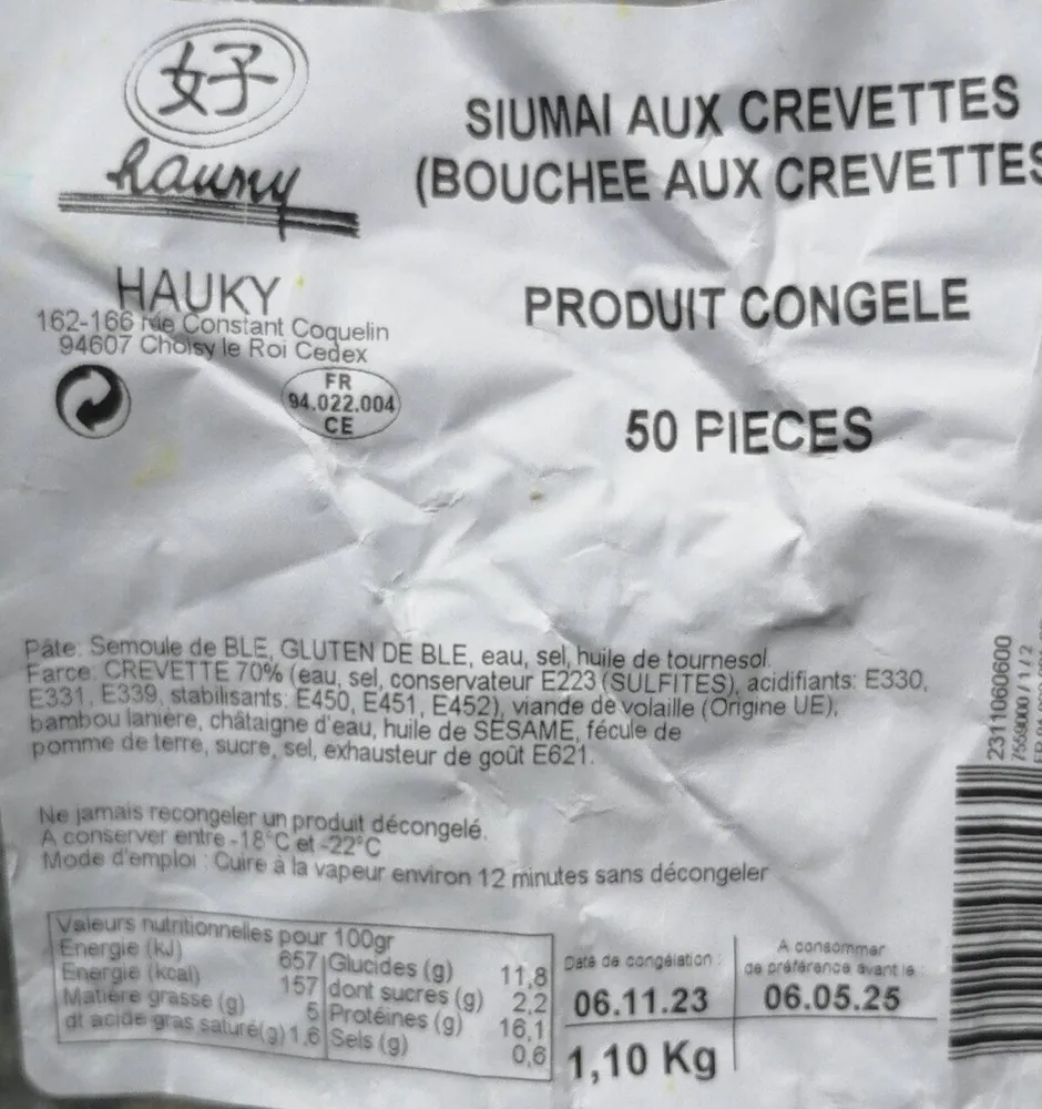 Siumai aux crevettes