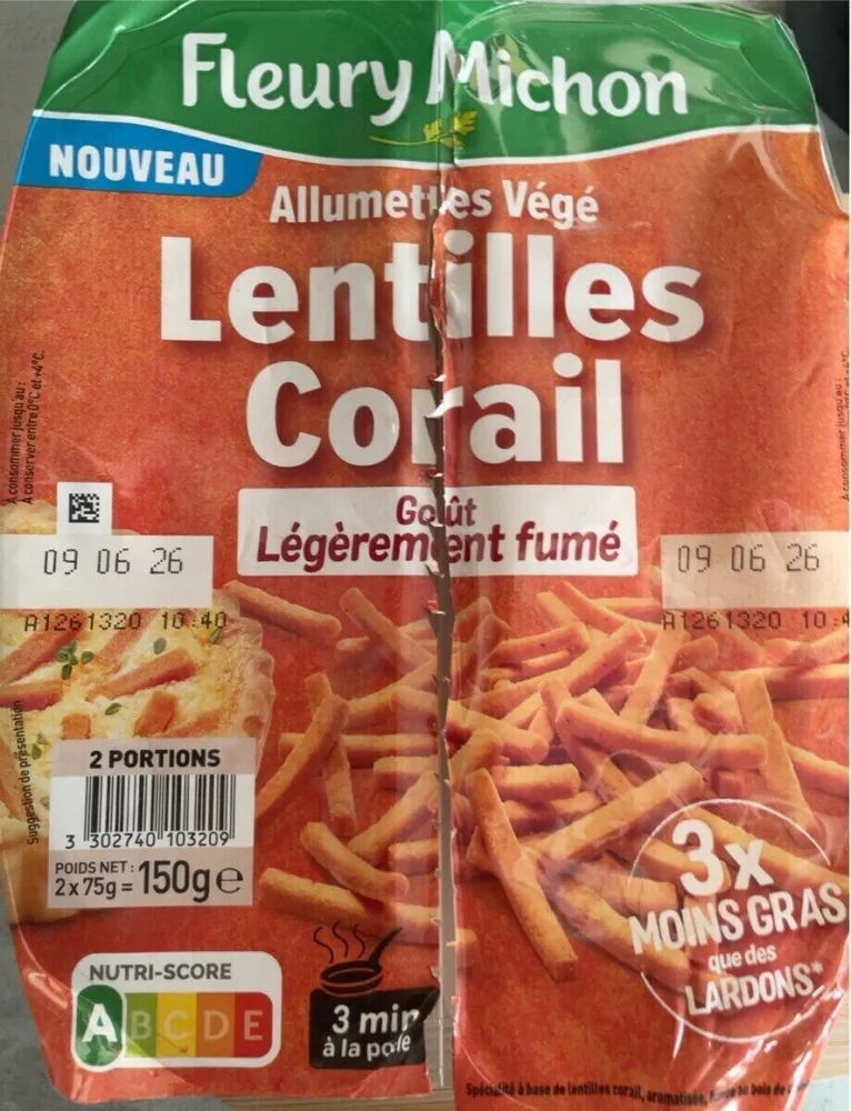 Allumettes végé Lentilles corail