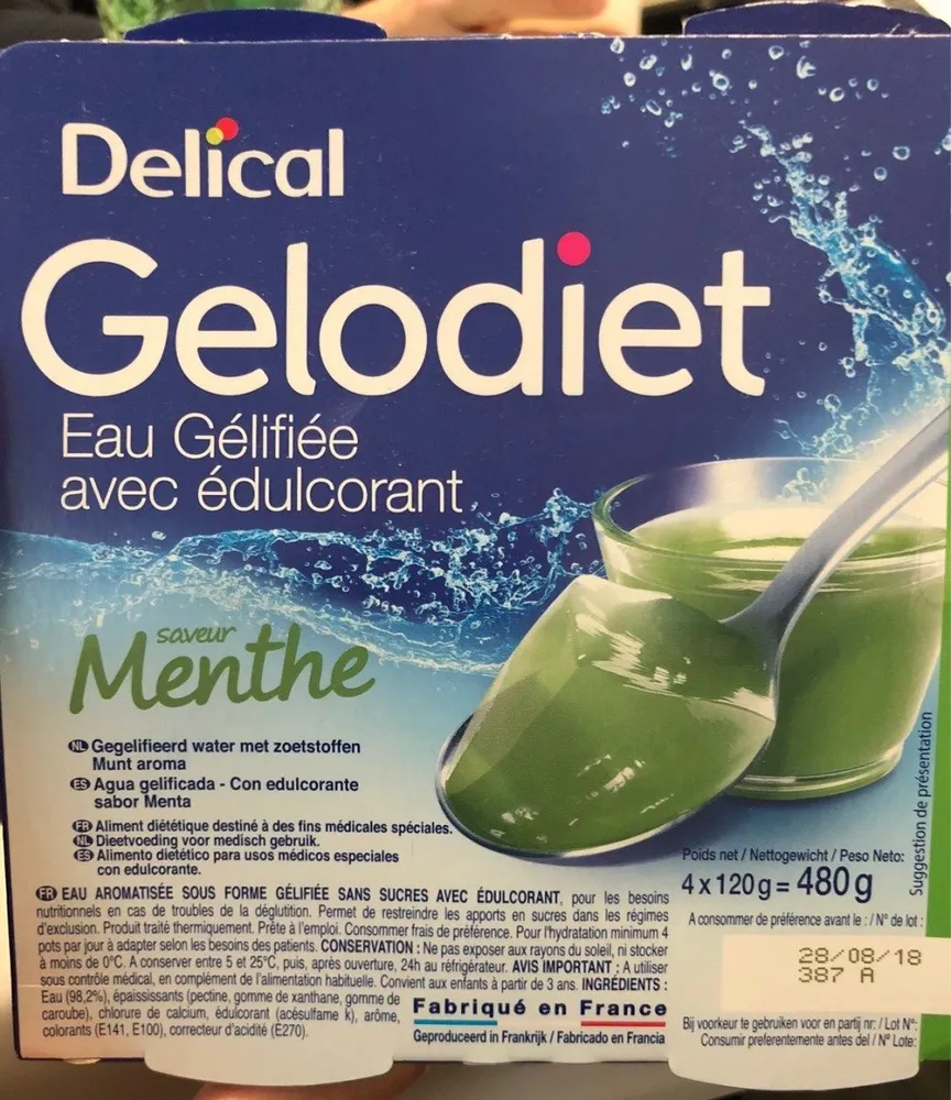 Delical Gelodiet Eau Gélifiée Saveur Menthe - 4 Pots De