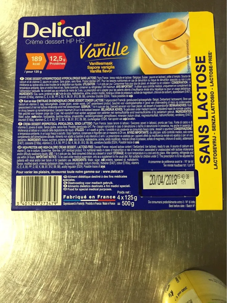 Delical Creme Dessert HP-HC Sans Lact. vanille 4X125G