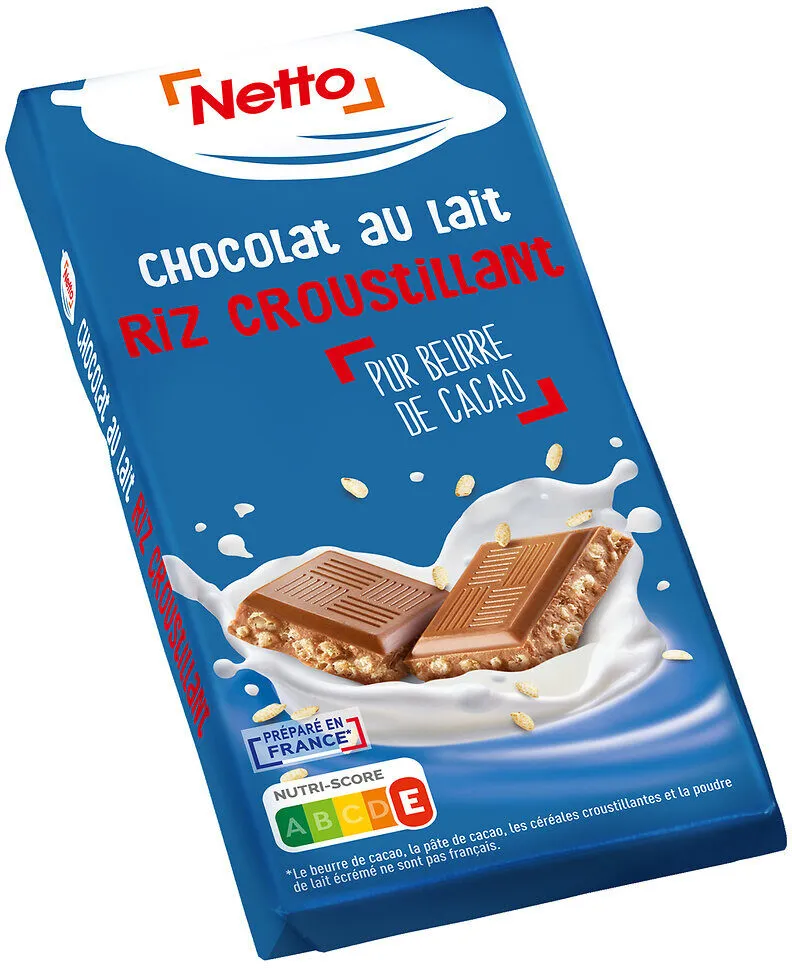 Tablette familiale chocolat au lait riz croustillant - 100g