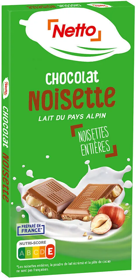 Tablette familiale Chocolat au lait du pays Alpin noisettes entières - 100g