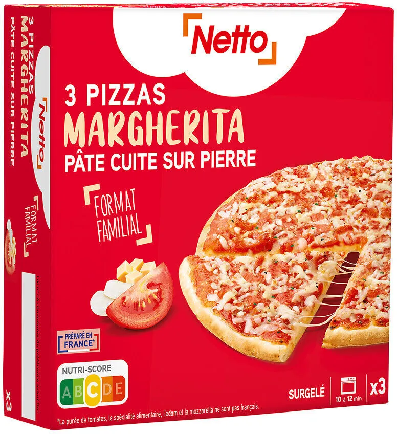 Pizza Margherita x3 surgelées 900g