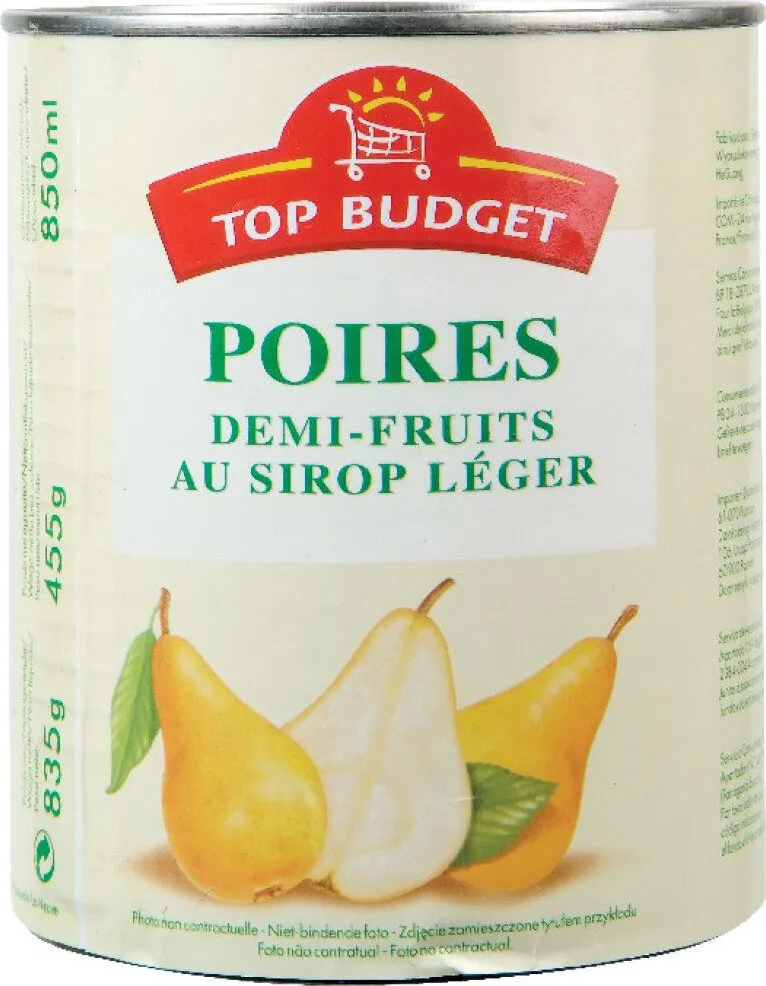 Poires demi-fruits au sirop léger