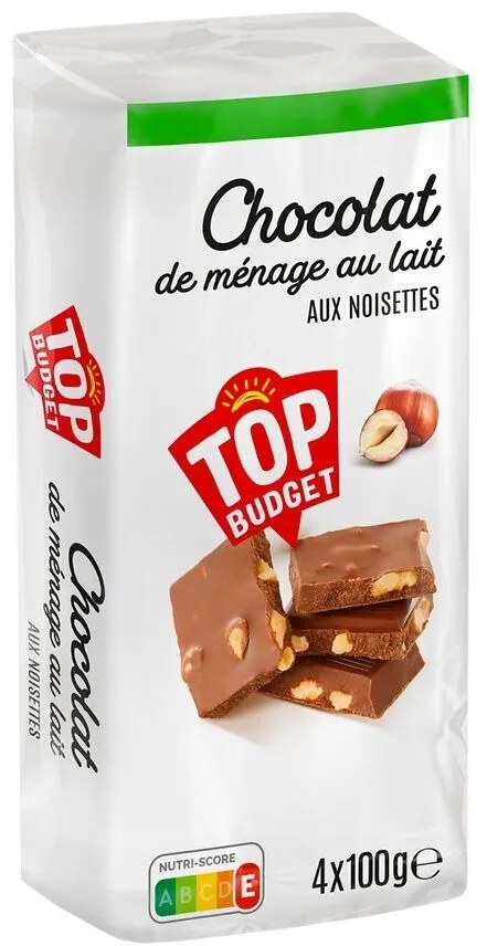 Tablette lot nu chocolat au lait aux noisettes - 4x100g