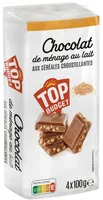 Tablette lot nu chocolat au lait aux céréales croustillantes - 4x100g