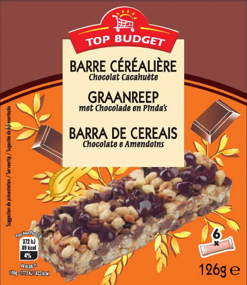 Barres de céréales chocolat cacahuètes